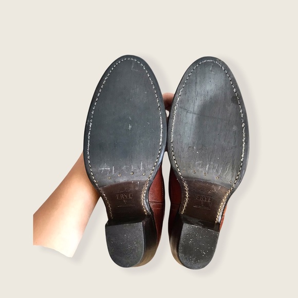 Frye Leslie Zip Cognac Genuine Leather Fall/Winter/Spring Heeled Ankle Booties - Picture 13 of 14